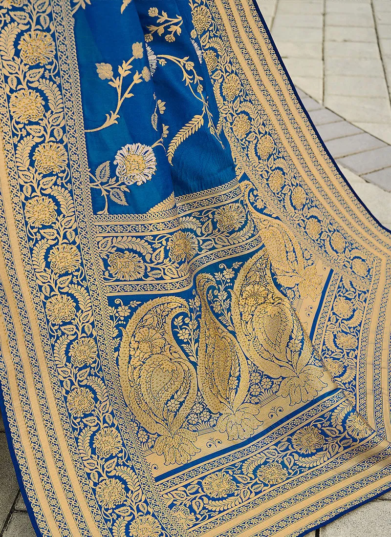 Blue Silk Saree With Blouse