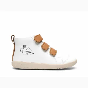 Bobux I Walk Hi Court White   Caramel Trainers