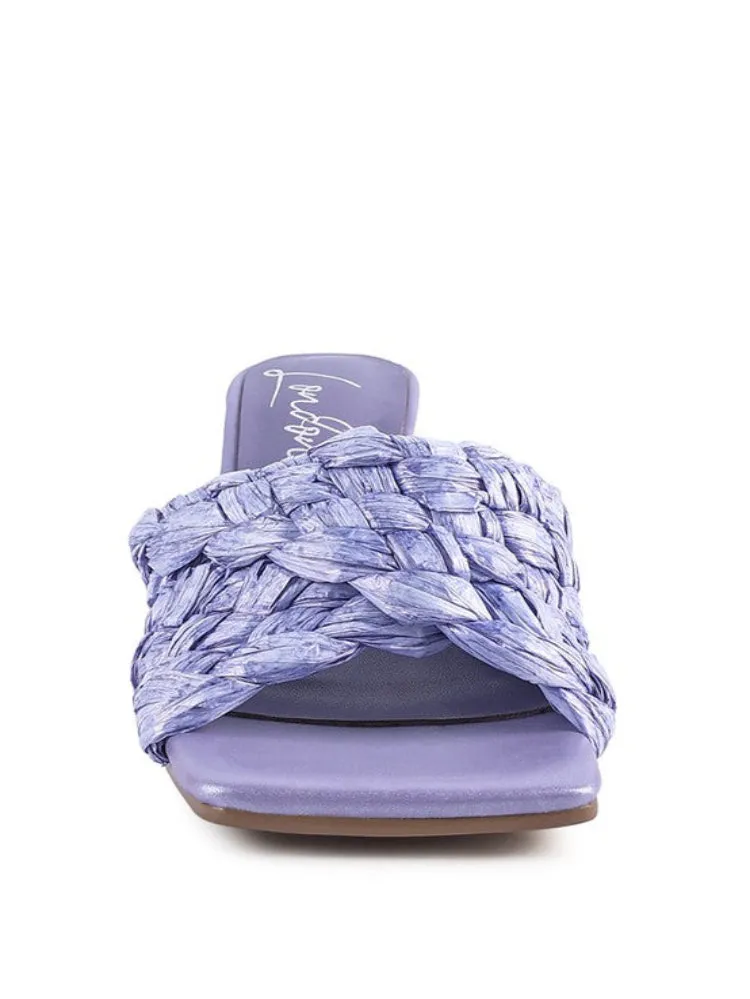 Braided Raffia Block Heeled Sandals