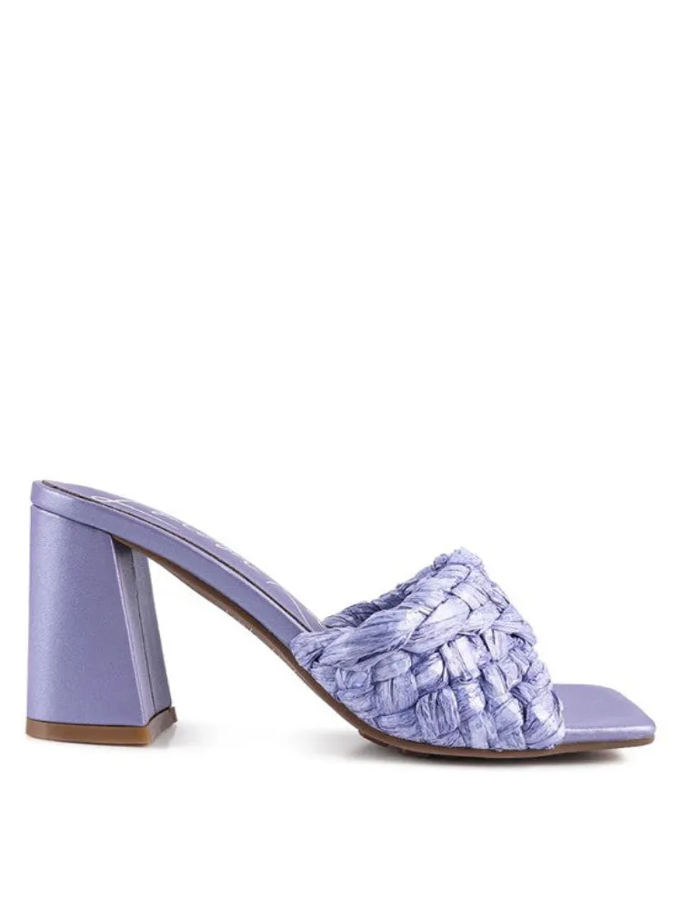 Braided Raffia Block Heeled Sandals