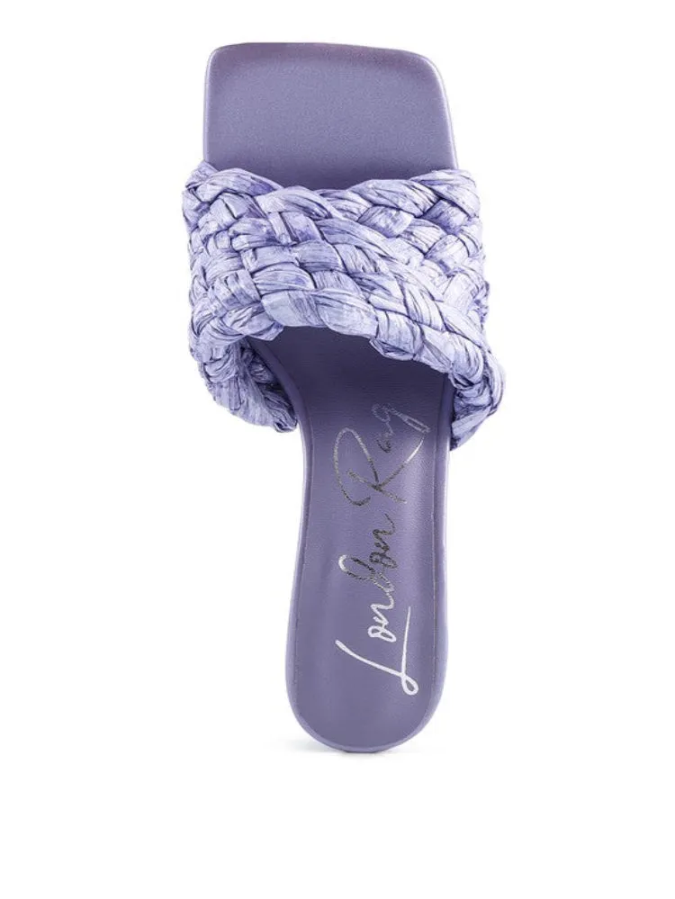Braided Raffia Block Heeled Sandals