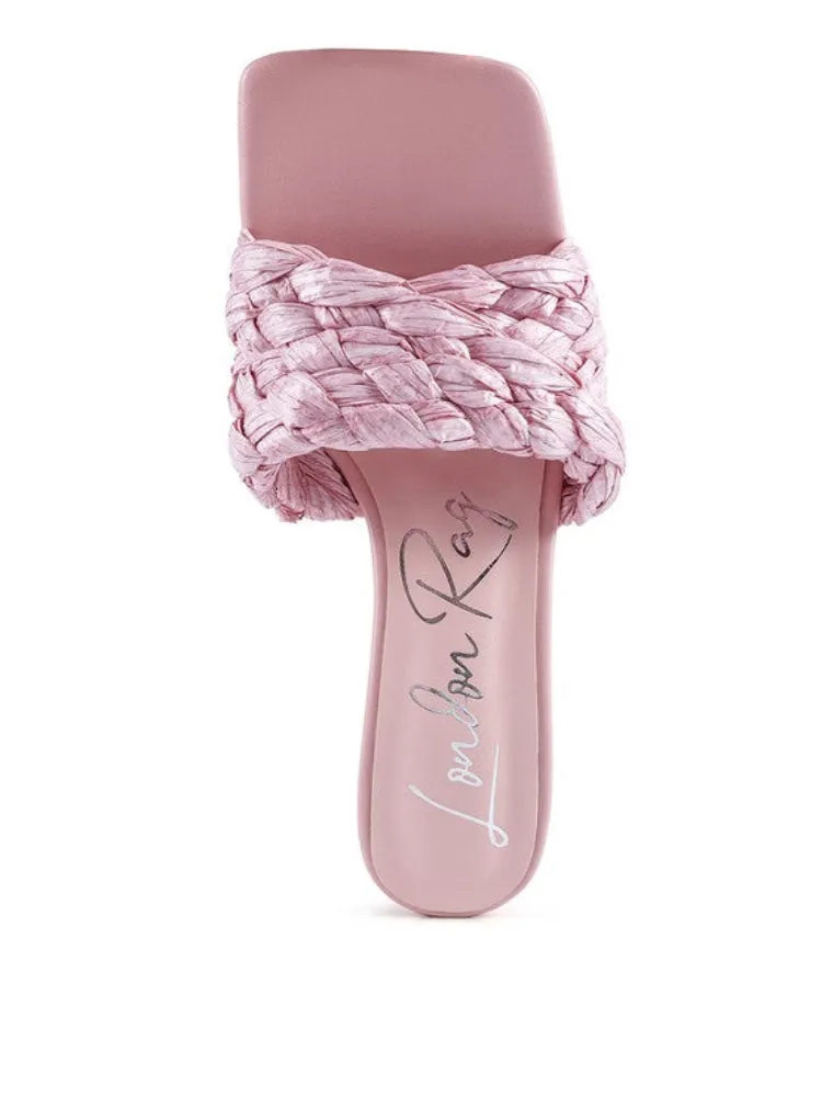 Braided Raffia Block Heeled Sandals