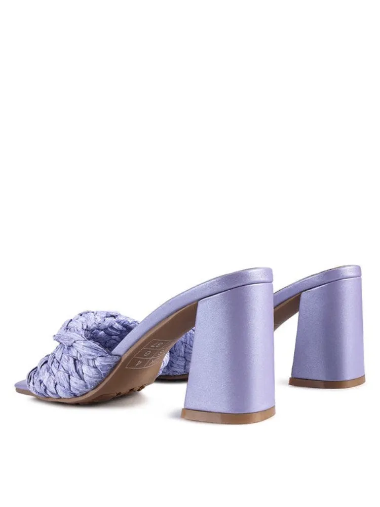 Braided Raffia Block Heeled Sandals