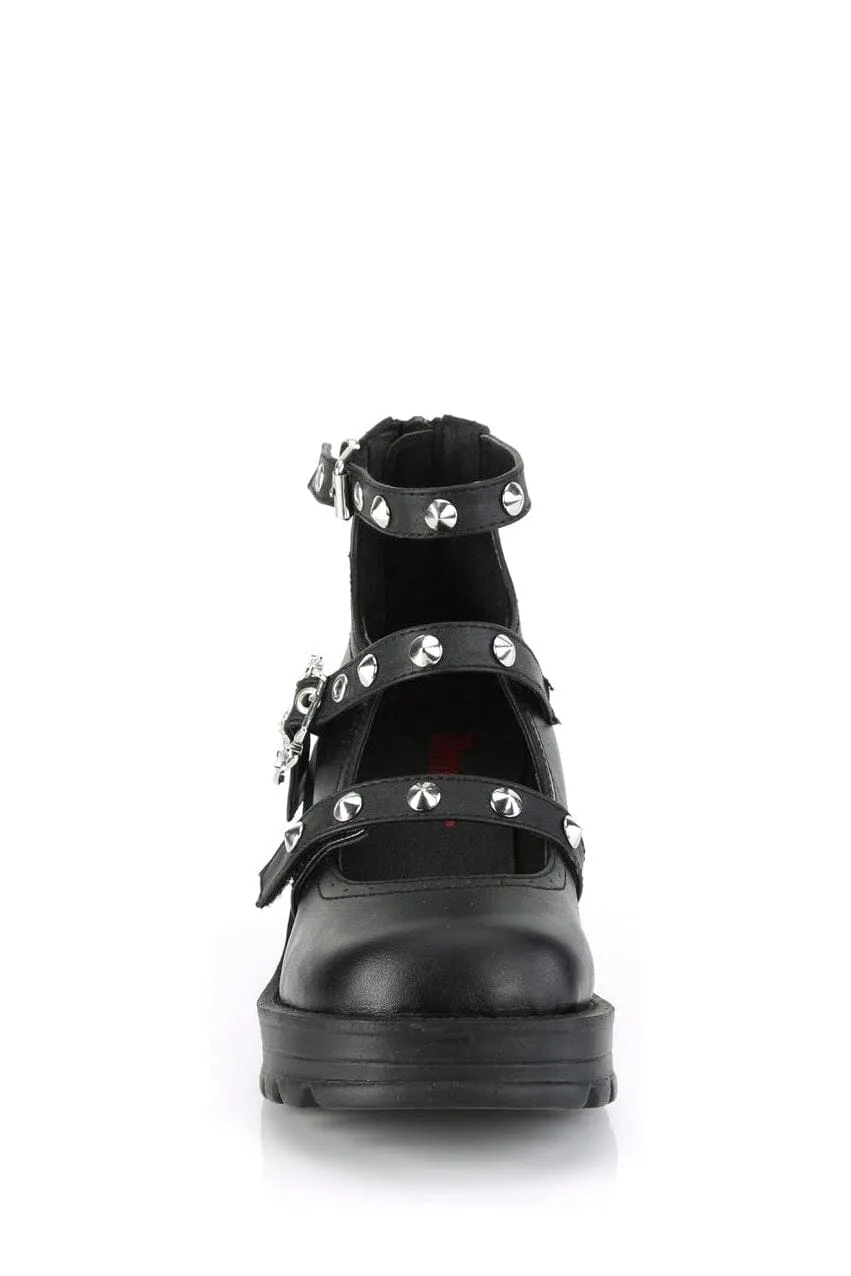 BRATTY-30 Black Vegan Leather Ankle Shoe