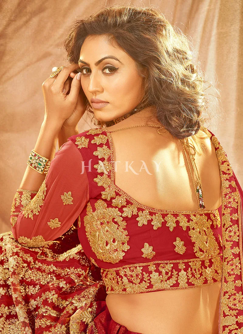 Bridal Red Zari Embroidery Wedding Lehenga Choli