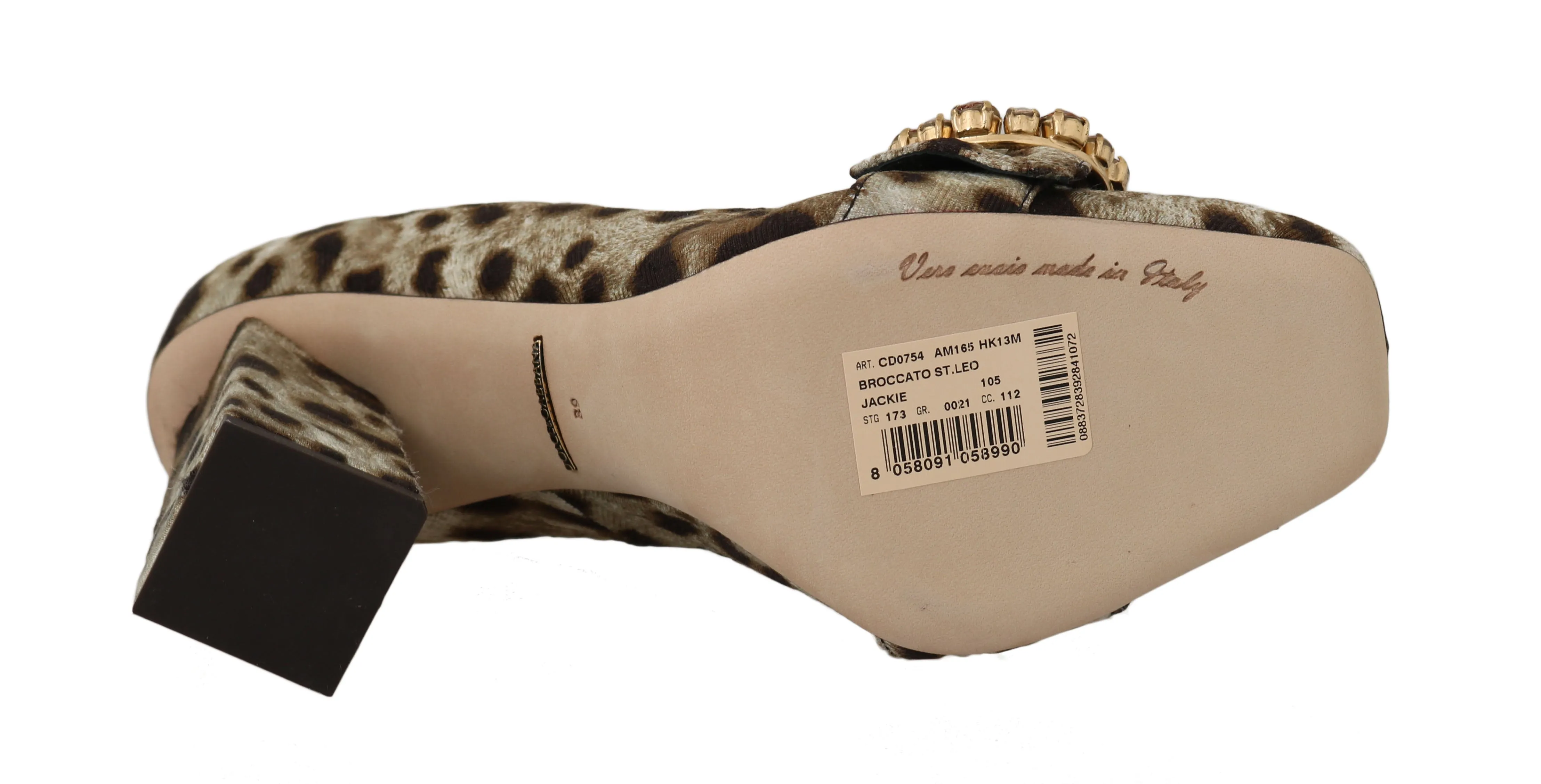 Brown Leopard Brocade Crystal Pumps