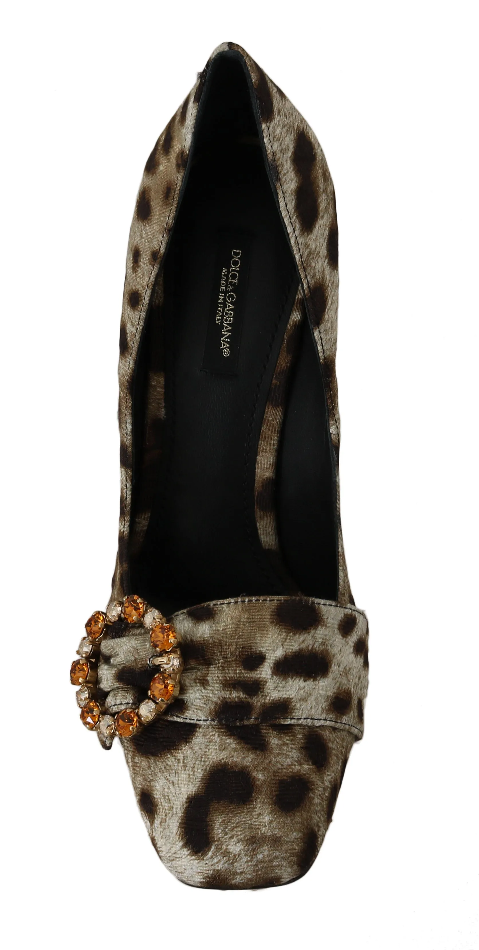 Brown Leopard Brocade Crystal Pumps