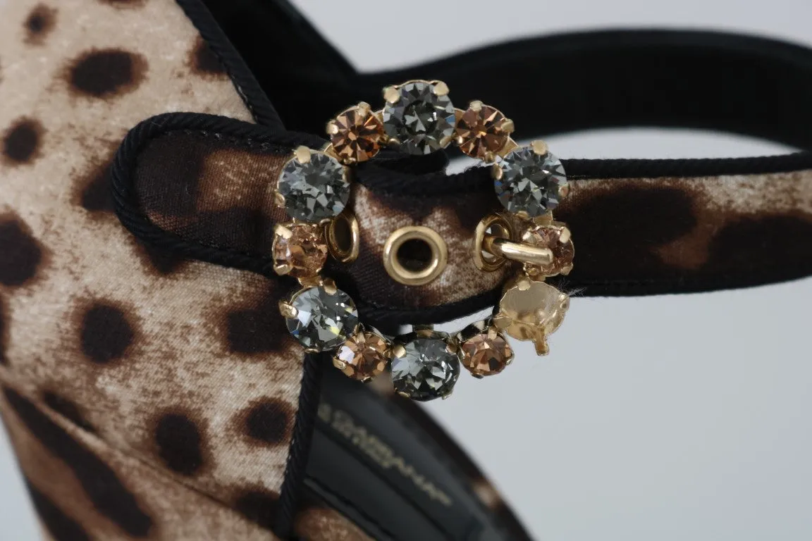 Brown Mikado Leopard Crystal Sandals
