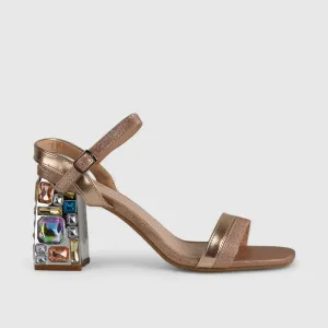 Bulbul Evening Block Heel Sandal Beige LI002