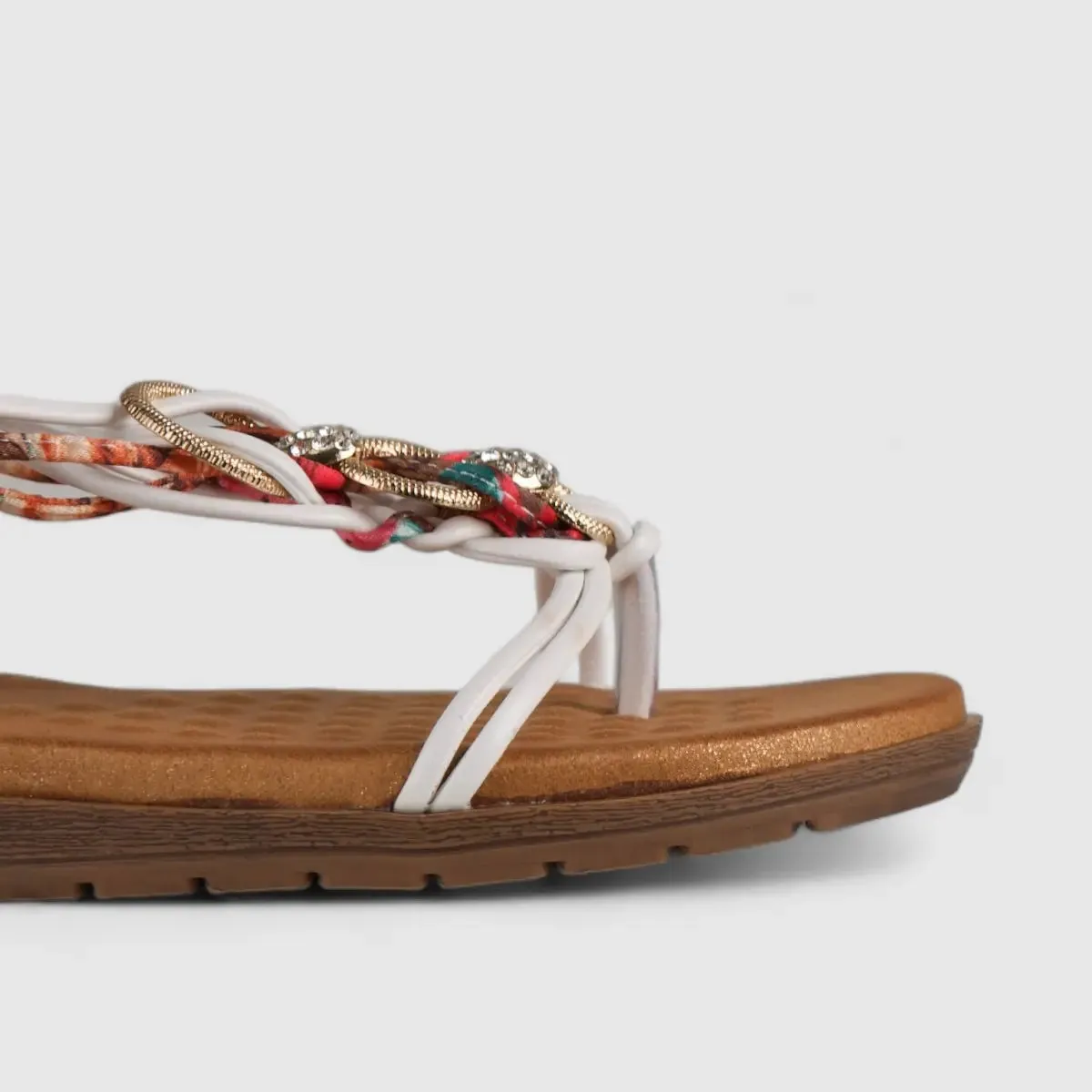 Bulbul Flat Bling  Sandal White HAR012