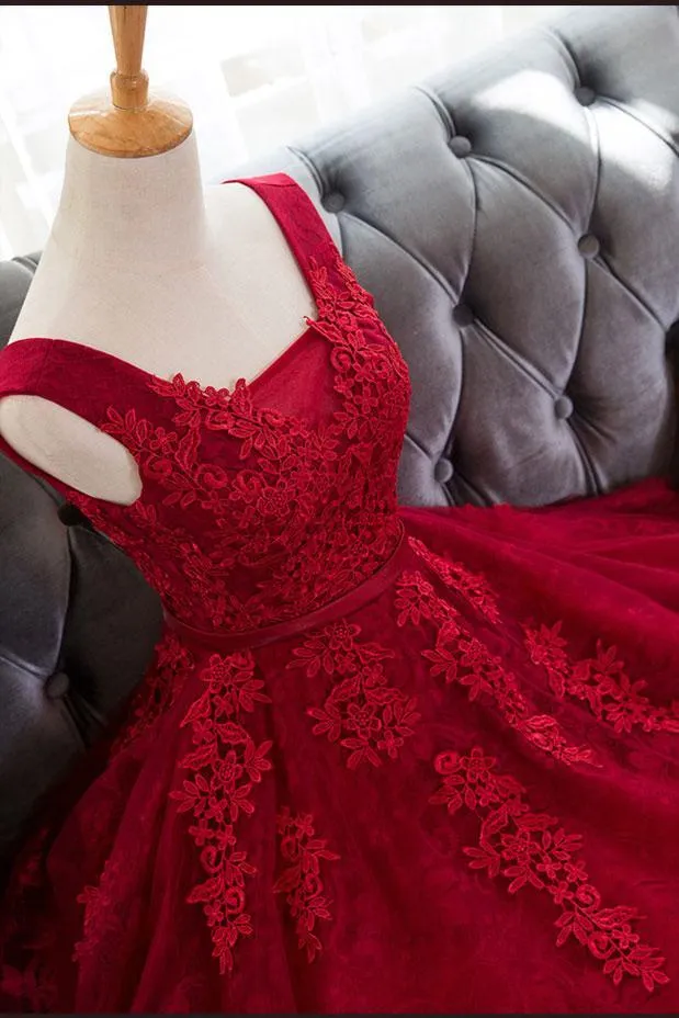 Burgundy Homecoming Dress Straps A-line Lace Appliques Lace-up Short Prom Dress Party Dress OHM162