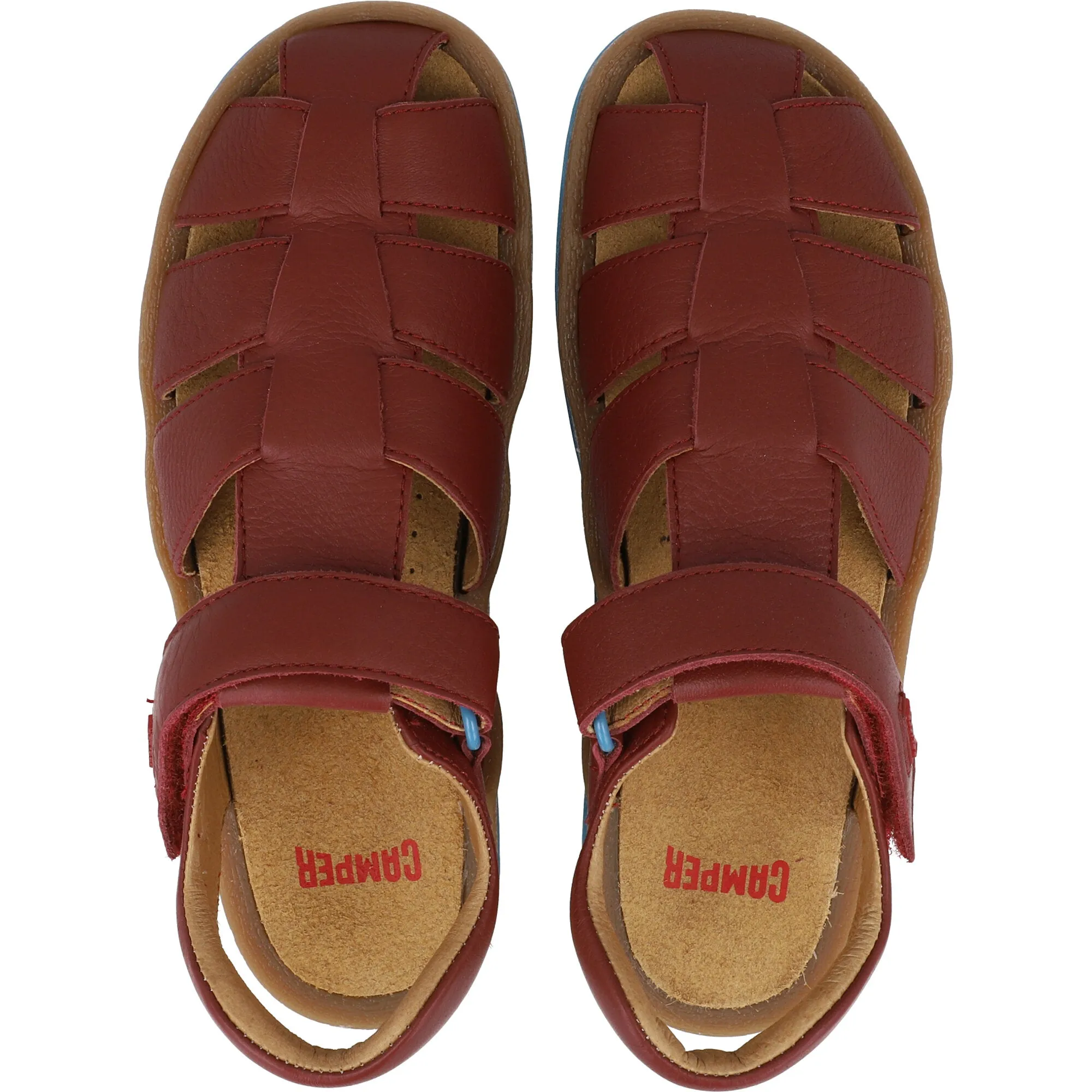 Camper Kids Bicho Burgundy Leather Sandals