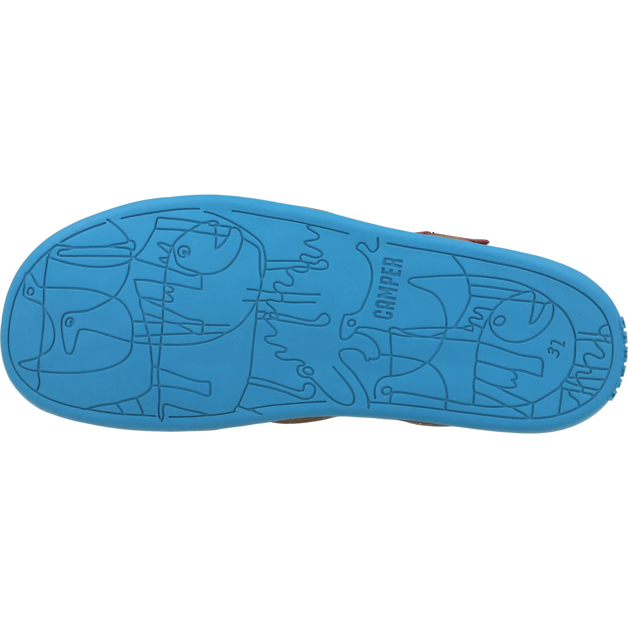 Camper Kids Bicho Burgundy Leather Sandals