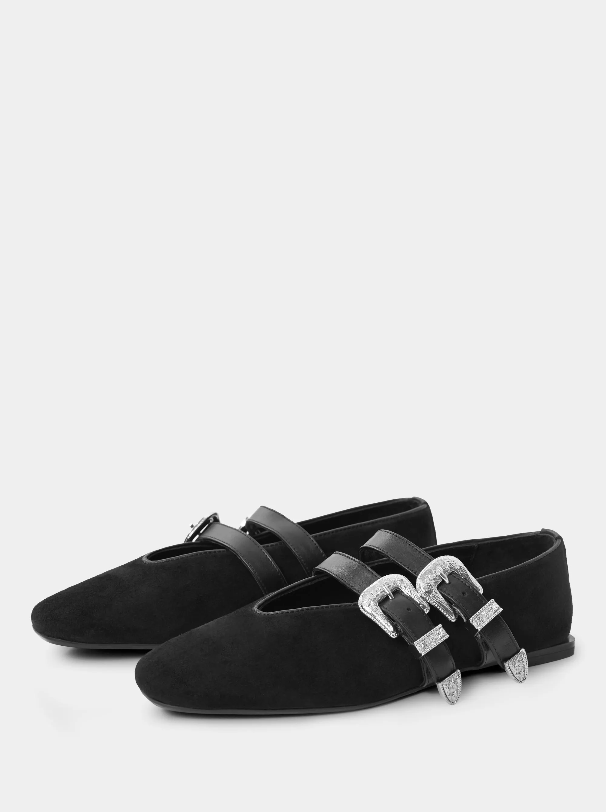 CASABLANCA BLACK SUEDE BALLET FLATS