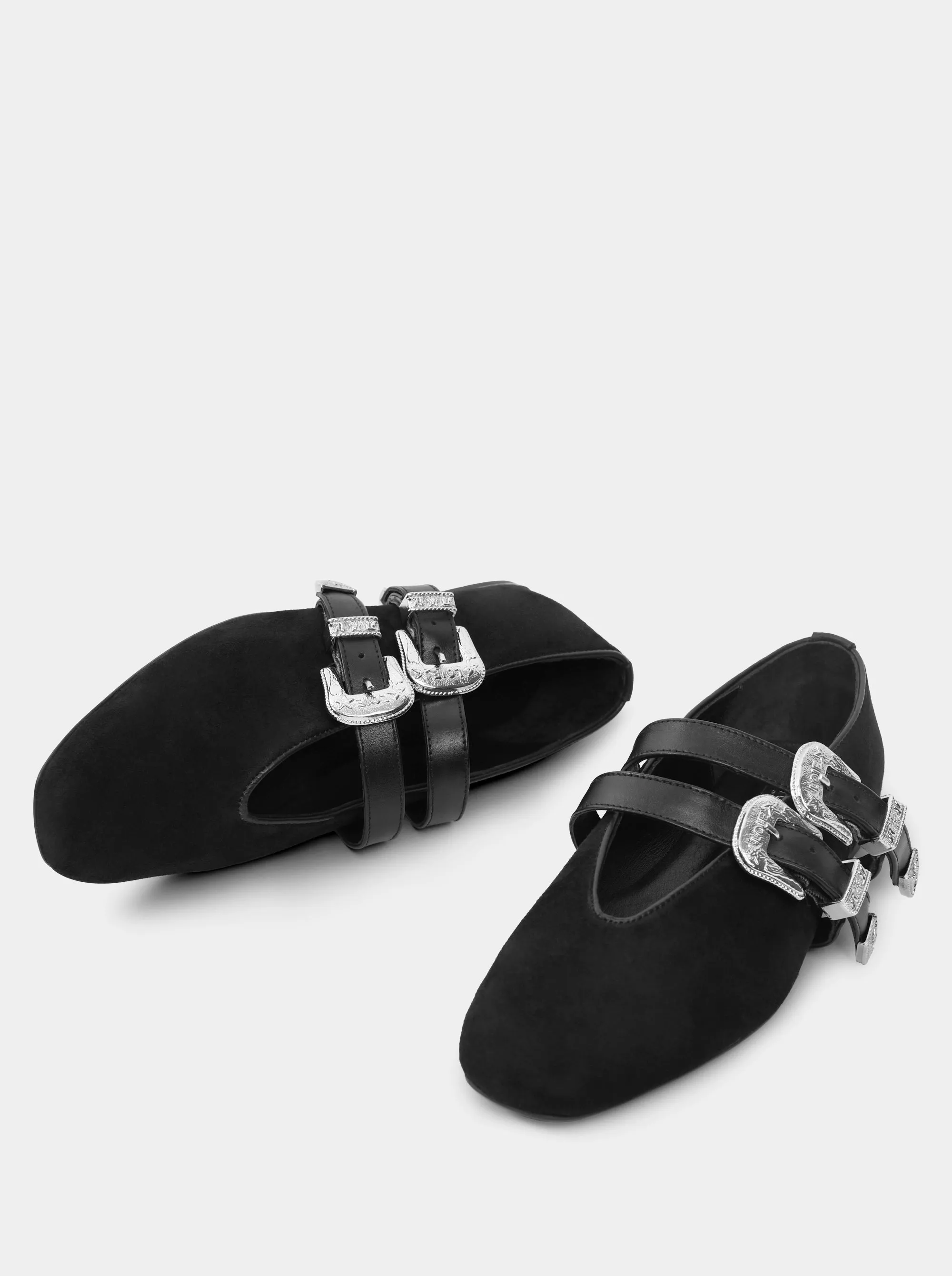 CASABLANCA BLACK SUEDE BALLET FLATS