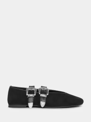 CASABLANCA BLACK SUEDE BALLET FLATS