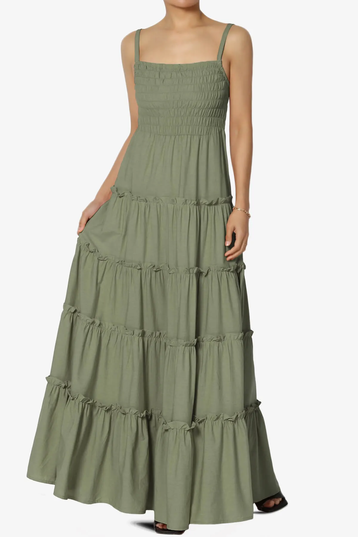 Cassie Smocked Cami Tiered Maxi Dress PLUS