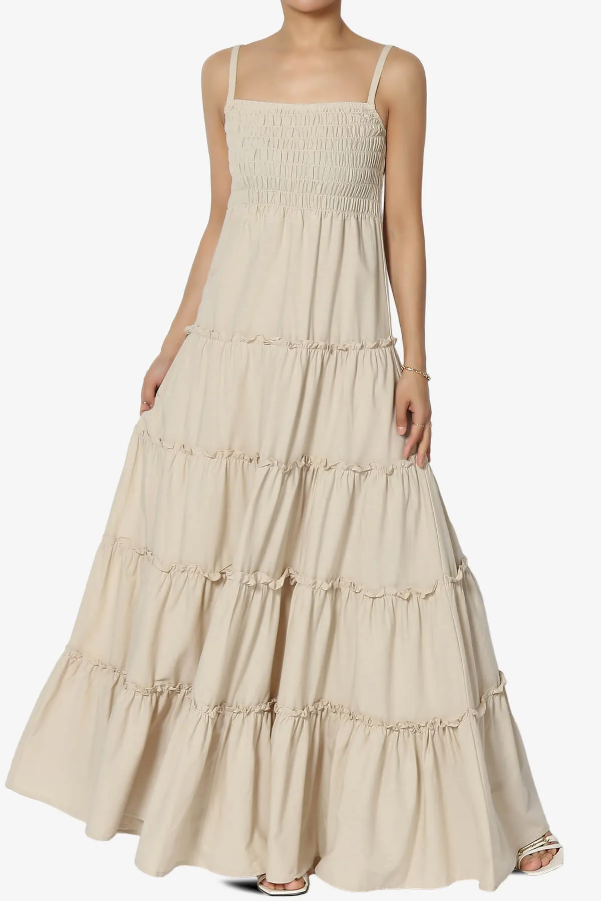 Cassie Smocked Cami Tiered Maxi Dress PLUS