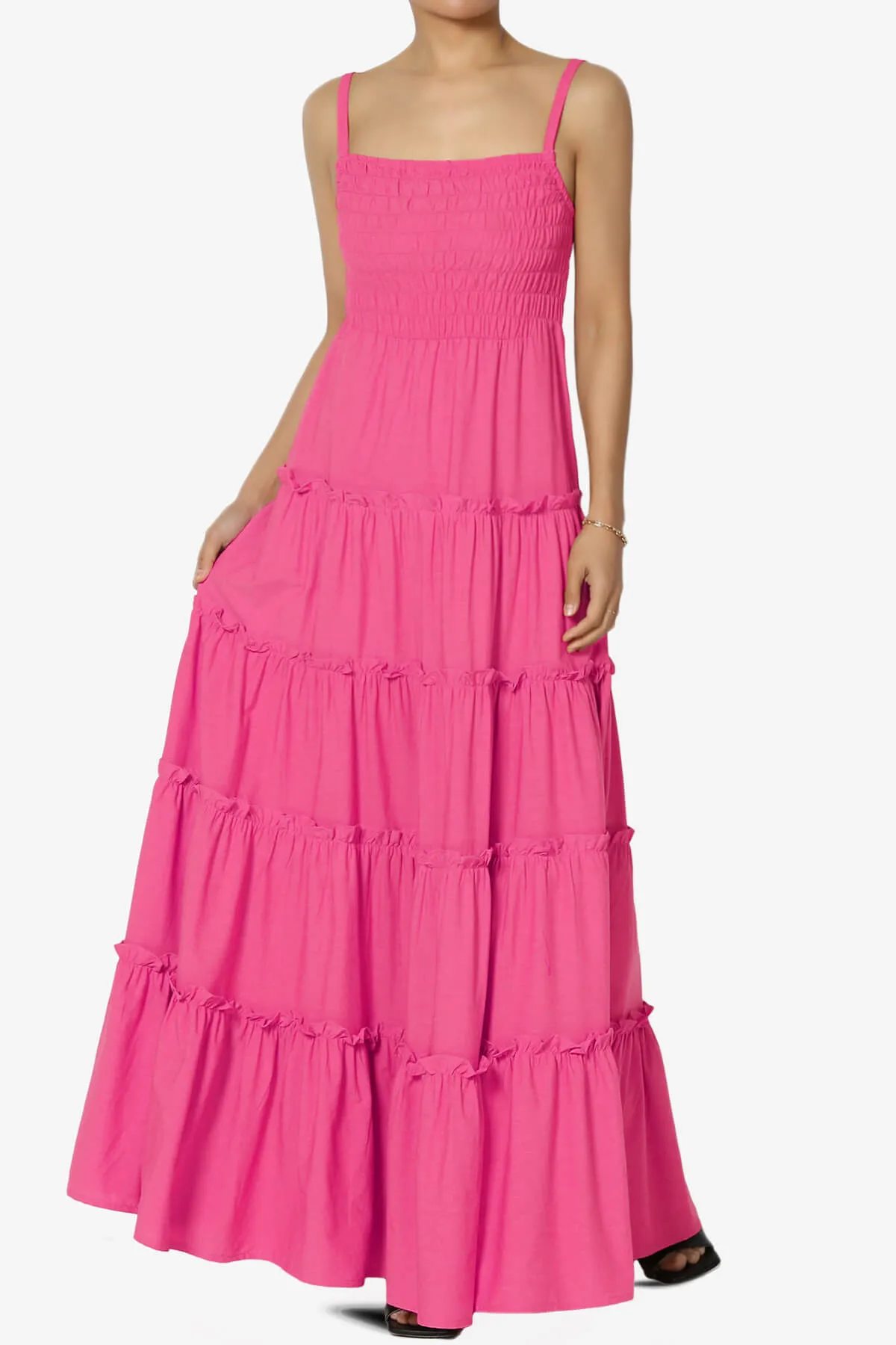 Cassie Smocked Cami Tiered Maxi Dress PLUS