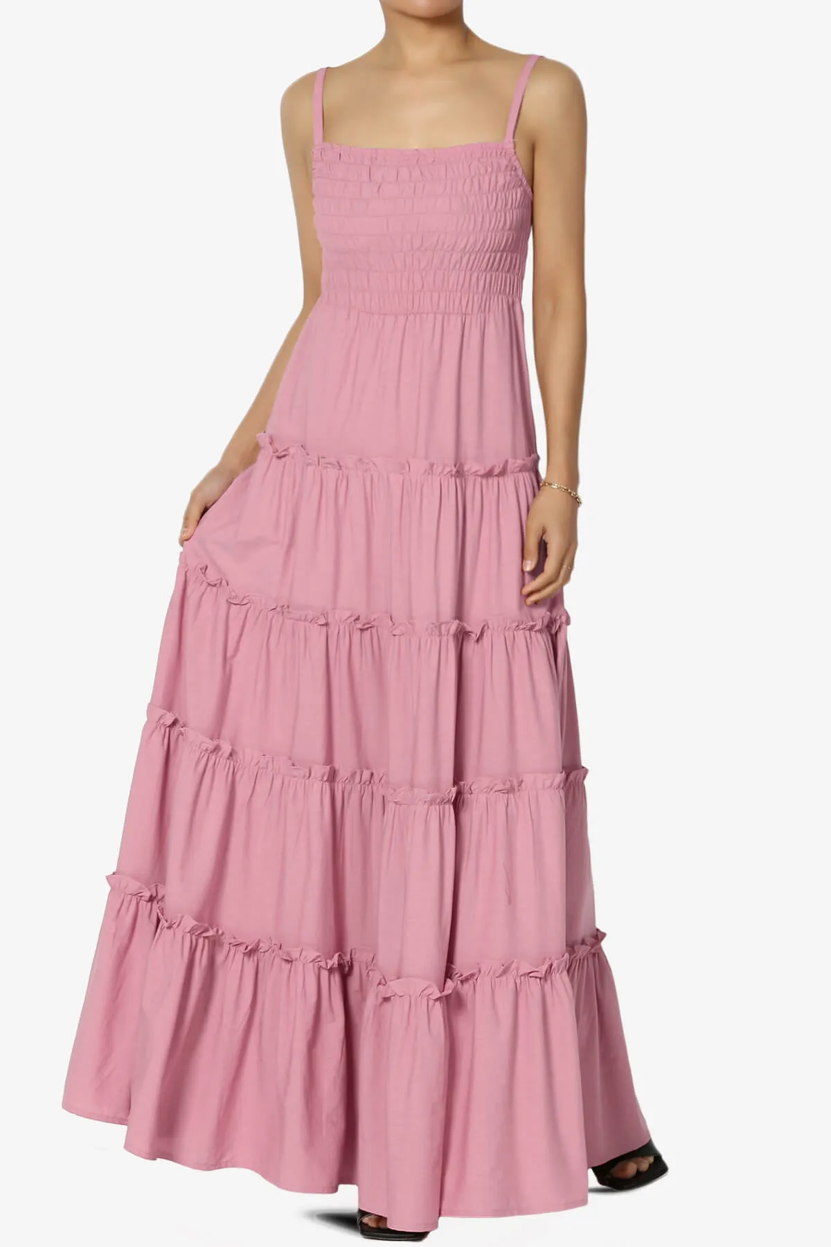 Cassie Smocked Cami Tiered Maxi Dress PLUS
