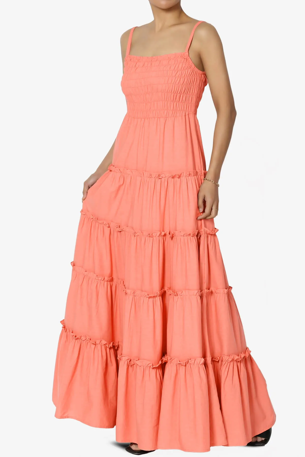 Cassie Smocked Cami Tiered Maxi Dress PLUS