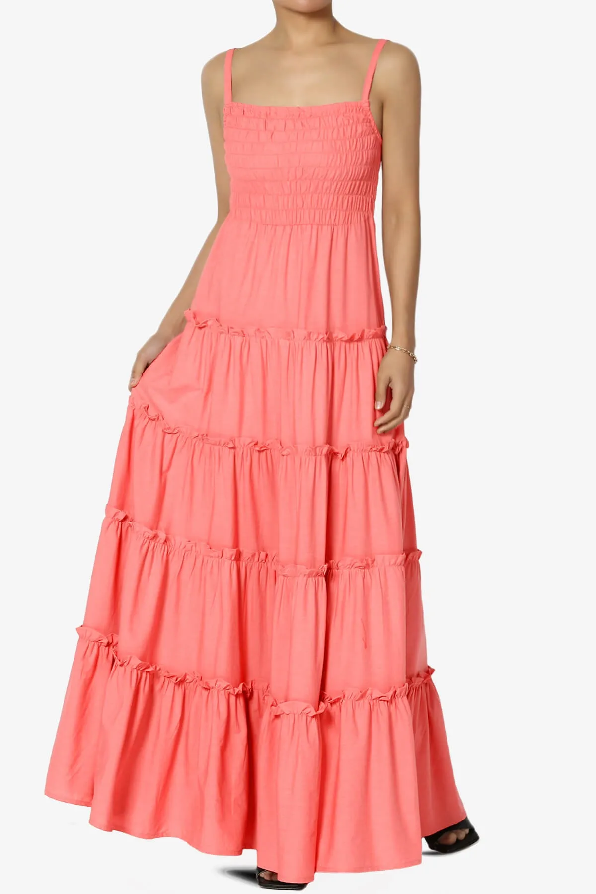 Cassie Smocked Cami Tiered Maxi Dress PLUS