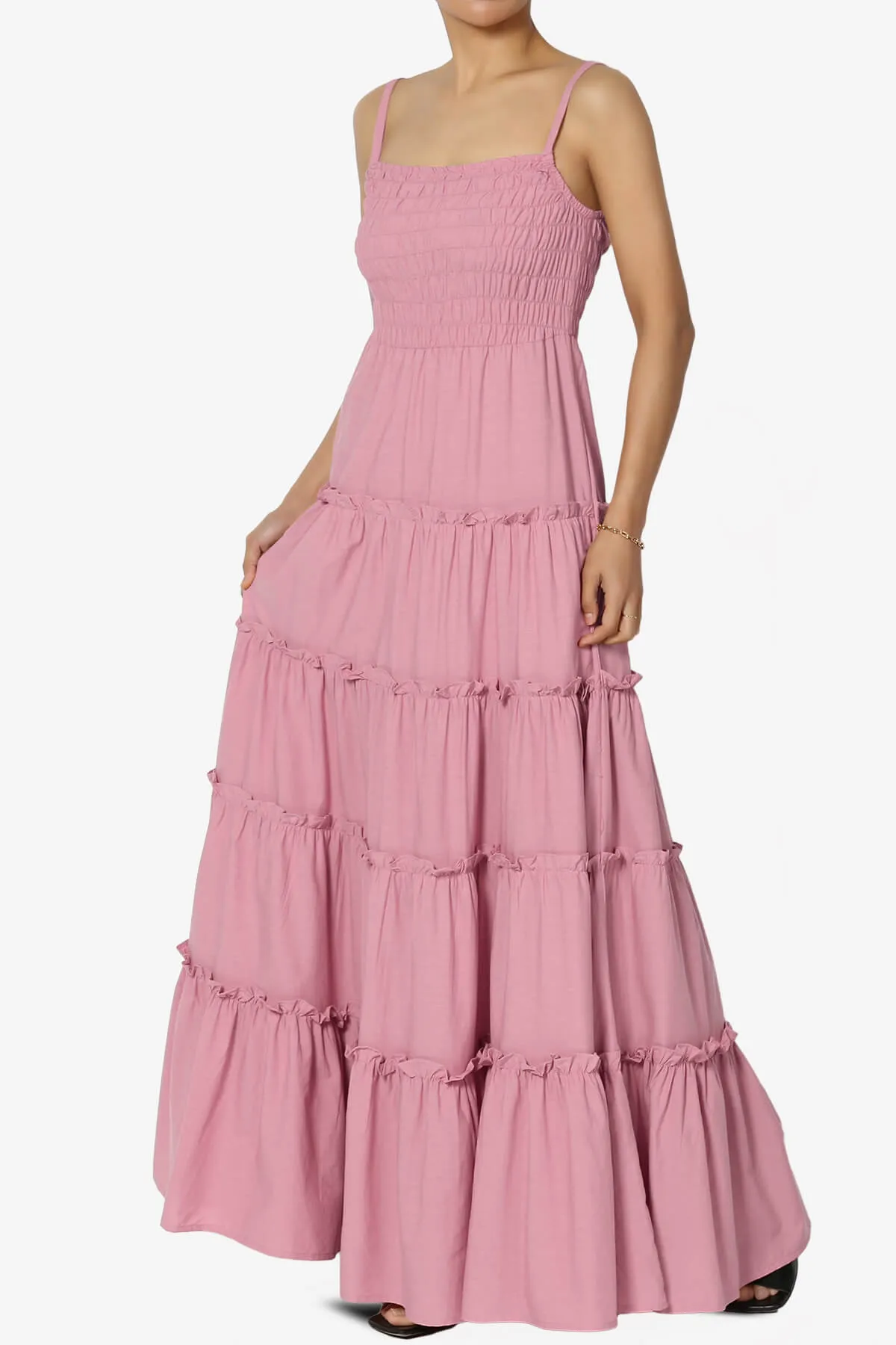 Cassie Smocked Cami Tiered Maxi Dress PLUS