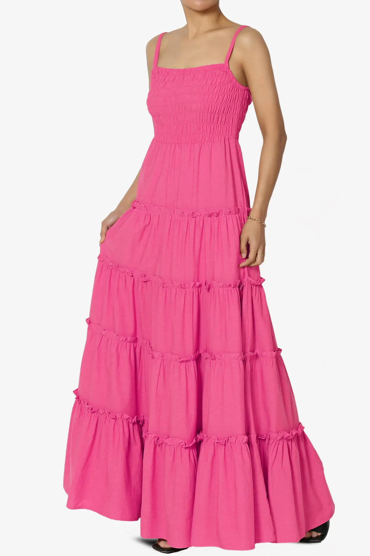 Cassie Smocked Cami Tiered Maxi Dress PLUS