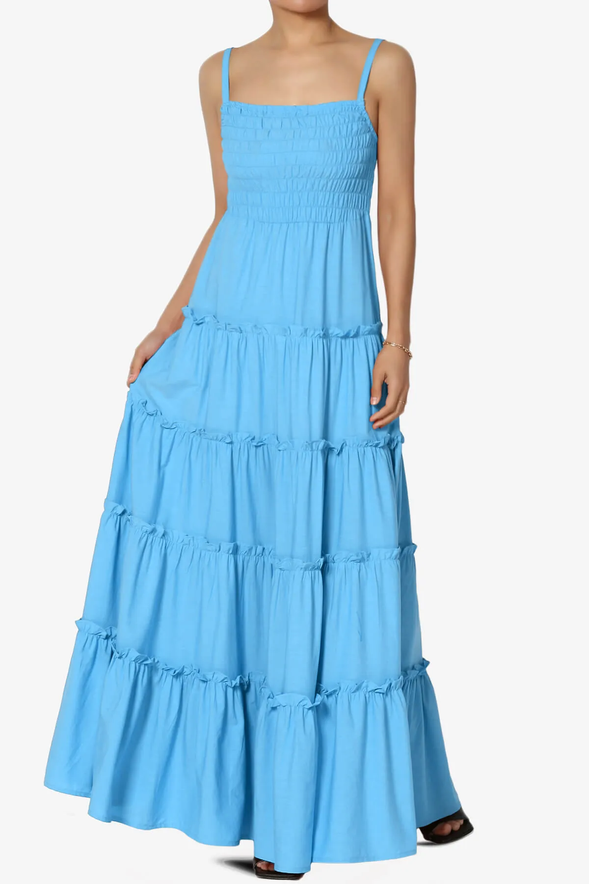Cassie Smocked Cami Tiered Maxi Dress PLUS