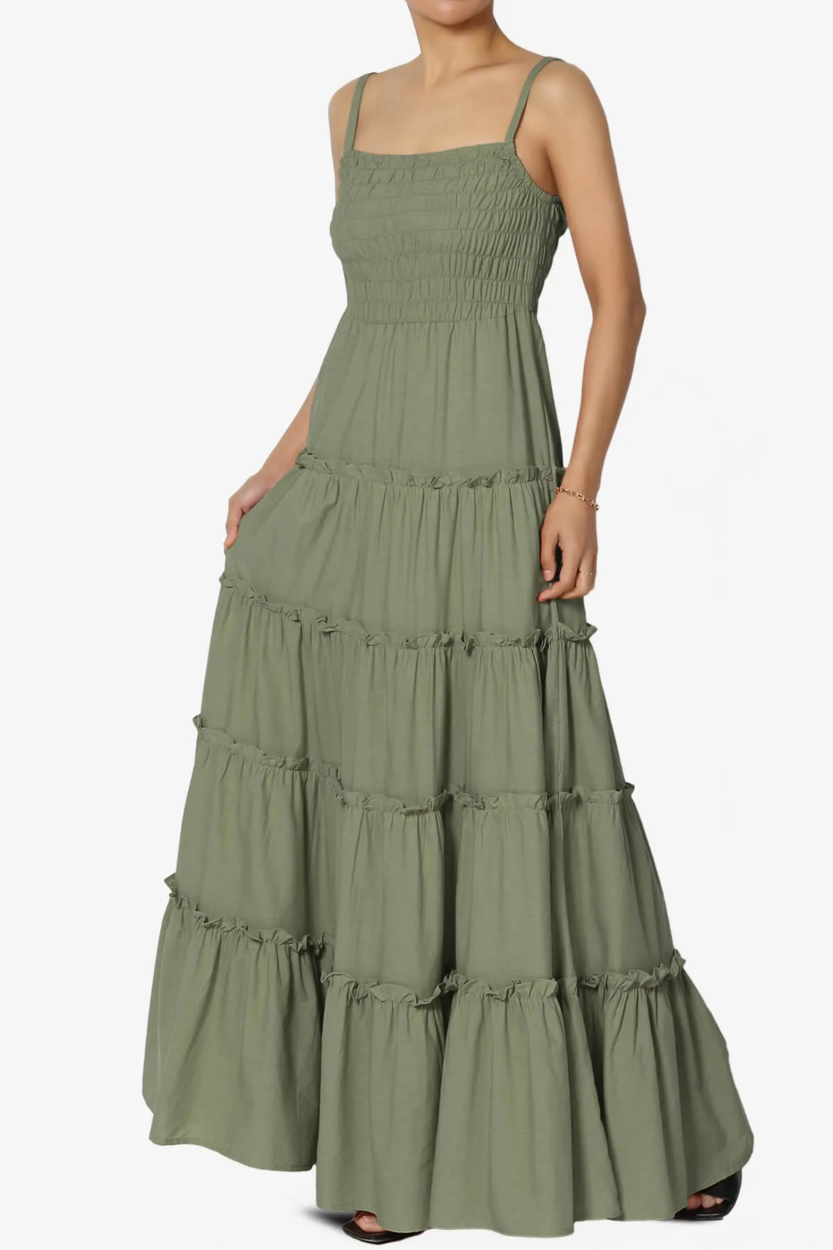 Cassie Smocked Cami Tiered Maxi Dress PLUS