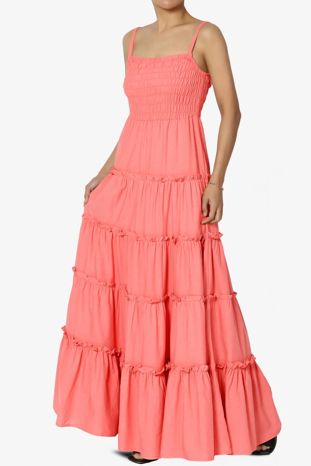 Cassie Smocked Cami Tiered Maxi Dress PLUS