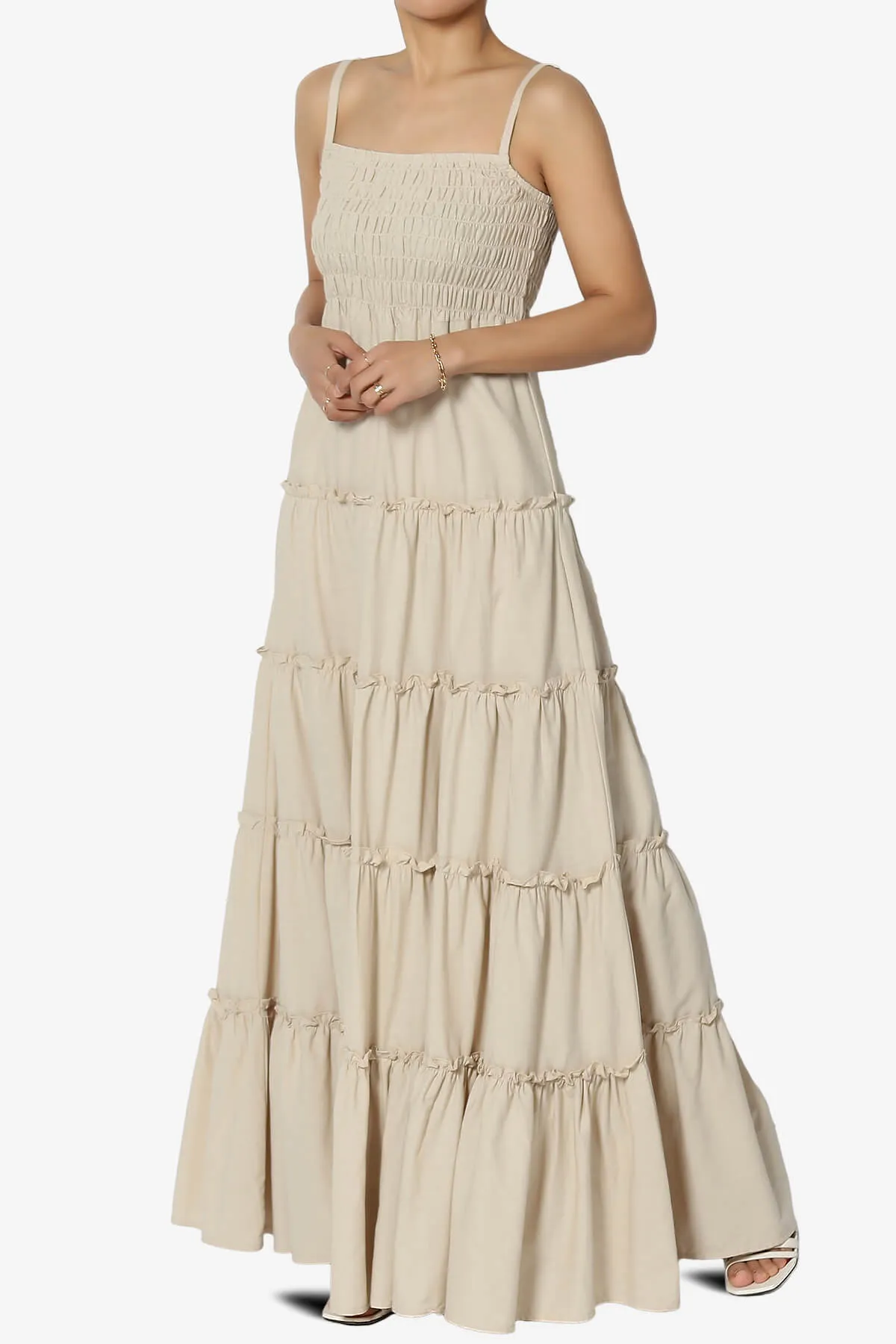 Cassie Smocked Cami Tiered Maxi Dress PLUS