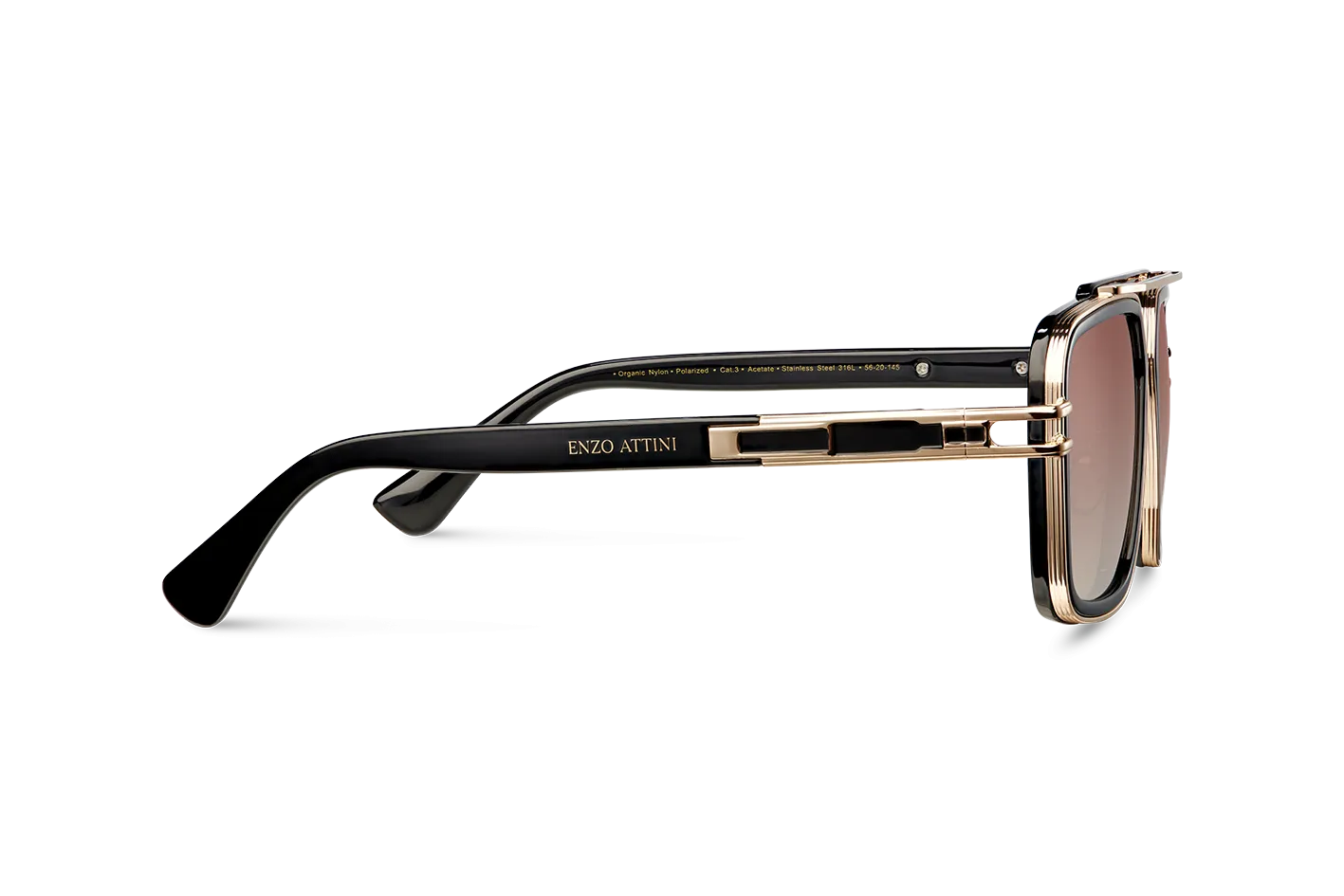 Castel del Monte / Black & Gold Color   Dark Brown Gradient Lens