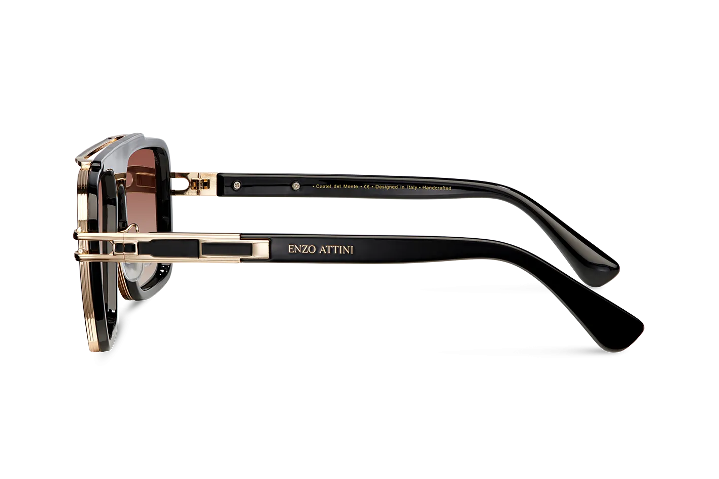 Castel del Monte / Black & Gold Color   Dark Brown Gradient Lens