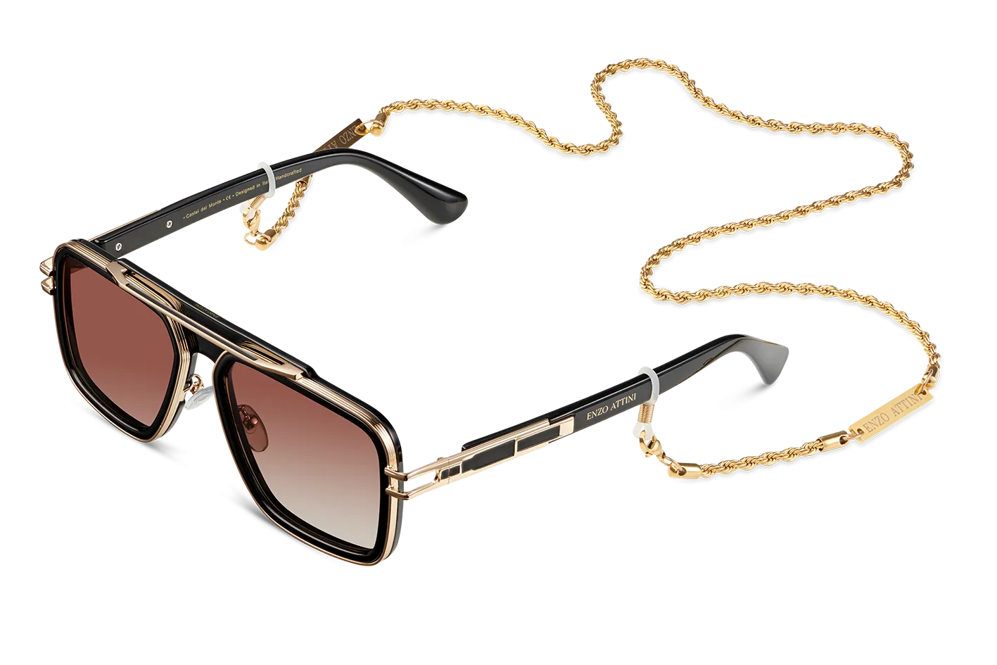 Castel del Monte / Black & Gold Color   Dark Brown Gradient Lens