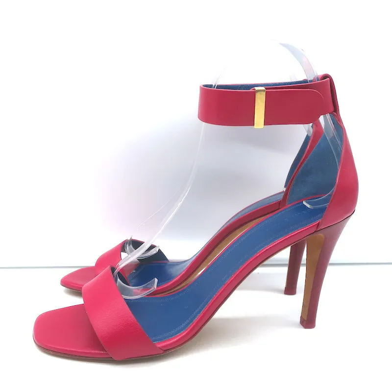 Celine Ankle Strap Sandals Fuchsia Leather Size 39 Open Toe Heels