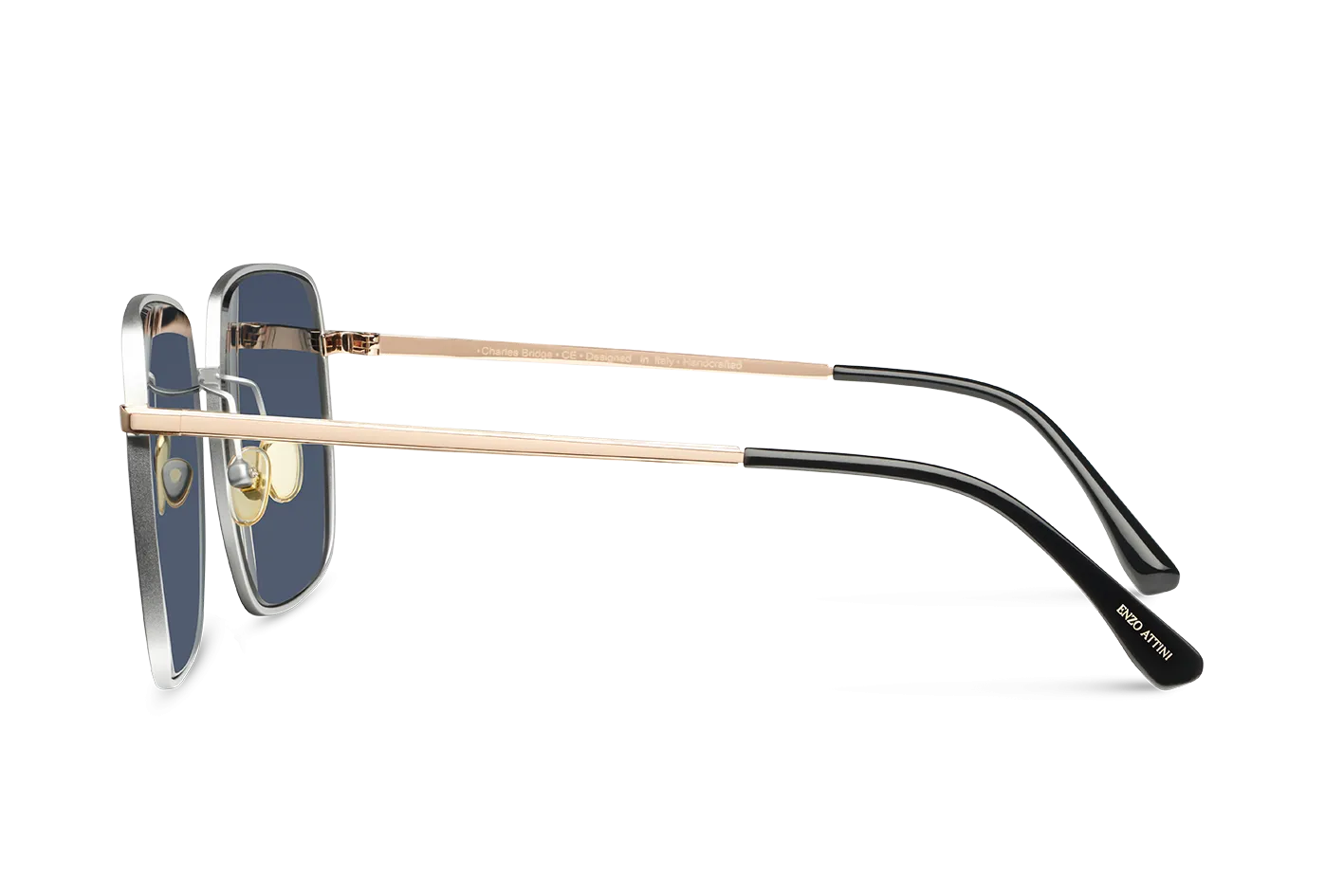 Charles Bridge / Silver & Rose Gold Color   Dark Black Lens