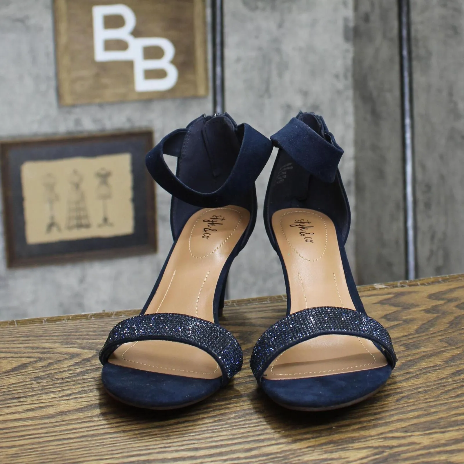 Charter Club Womens Phillyis Two-Piece Evening Sandals Navy Blue Micro 8.5M