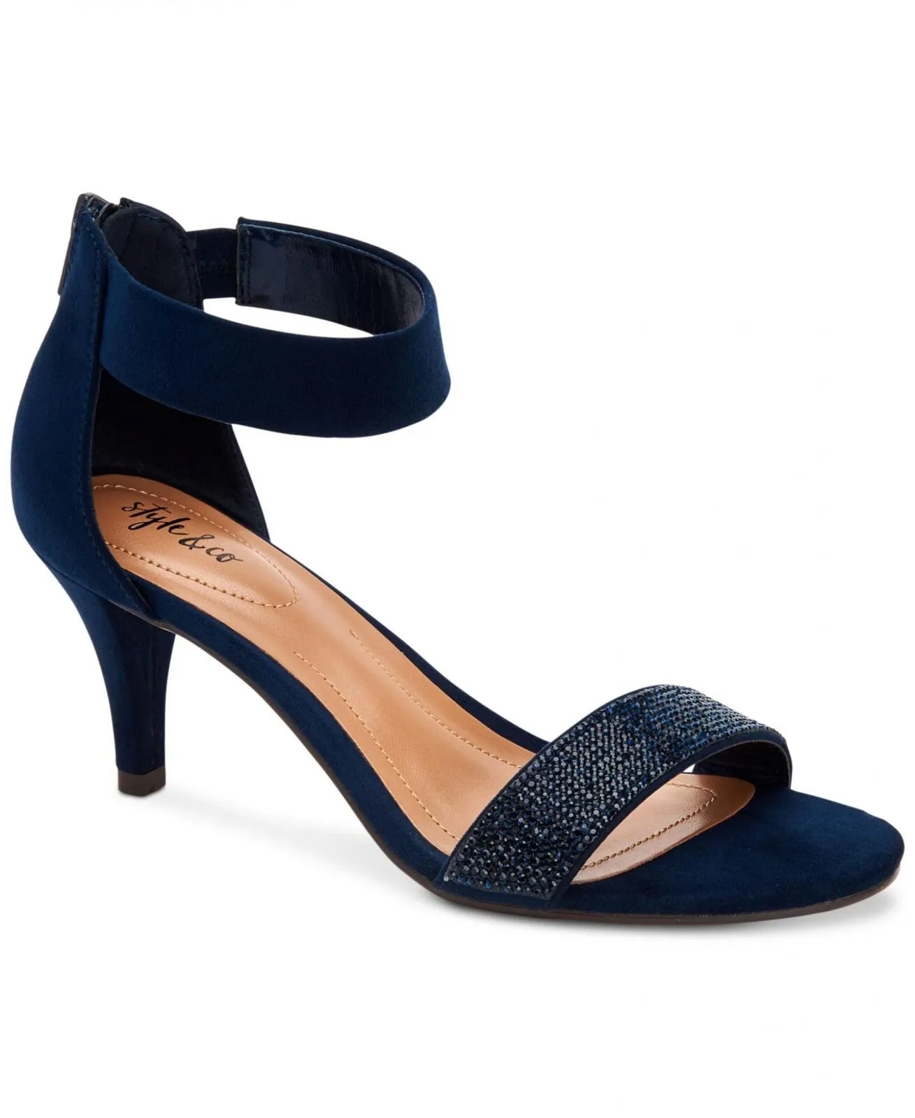 Charter Club Womens Phillyis Two-Piece Evening Sandals Navy Blue Micro 8.5M