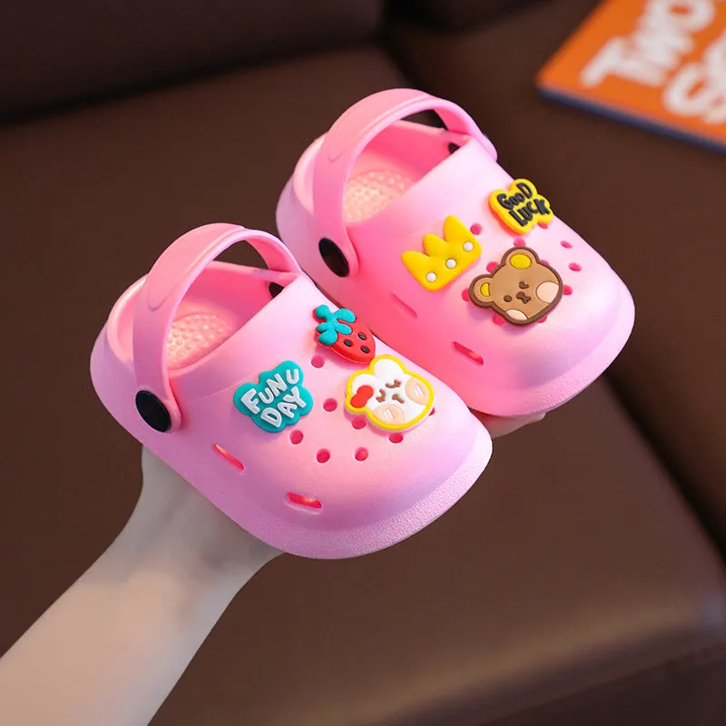 Children's Hole Shoes Summer Breathable Non-Slip Closed Toe Dual-Use Household Children Slippers Cute Cartoon Men's and Women's Sandals
