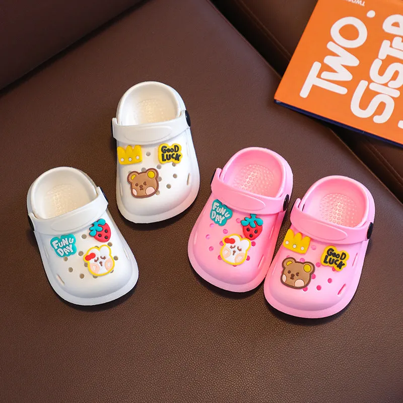 Children's Hole Shoes Summer Breathable Non-Slip Closed Toe Dual-Use Household Children Slippers Cute Cartoon Men's and Women's Sandals