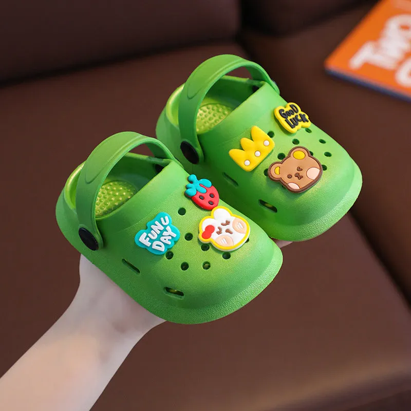 Children's Hole Shoes Summer Breathable Non-Slip Closed Toe Dual-Use Household Children Slippers Cute Cartoon Men's and Women's Sandals