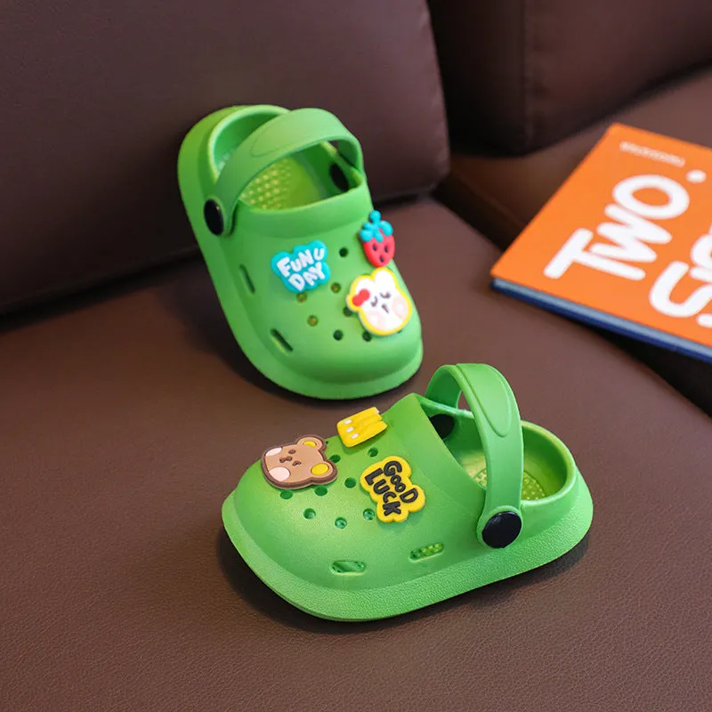 Children's Hole Shoes Summer Breathable Non-Slip Closed Toe Dual-Use Household Children Slippers Cute Cartoon Men's and Women's Sandals