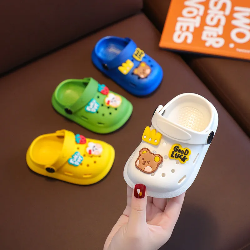 Children's Hole Shoes Summer Breathable Non-Slip Closed Toe Dual-Use Household Children Slippers Cute Cartoon Men's and Women's Sandals