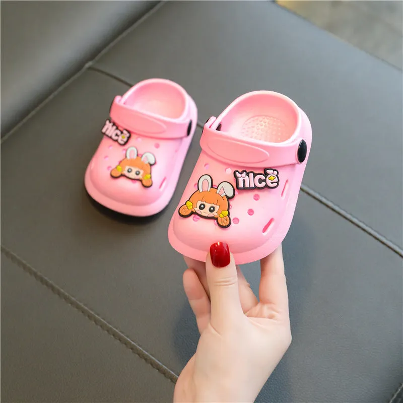 Children's Hole Shoes Summer Breathable Non-Slip Closed Toe Dual-Use Household Children Slippers Cute Cartoon Men's and Women's Sandals