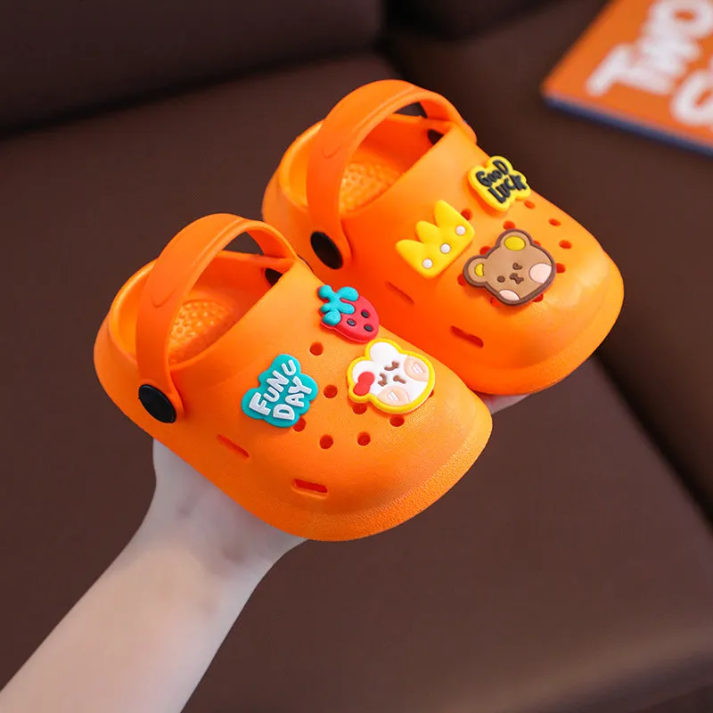 Children's Hole Shoes Summer Breathable Non-Slip Closed Toe Dual-Use Household Children Slippers Cute Cartoon Men's and Women's Sandals
