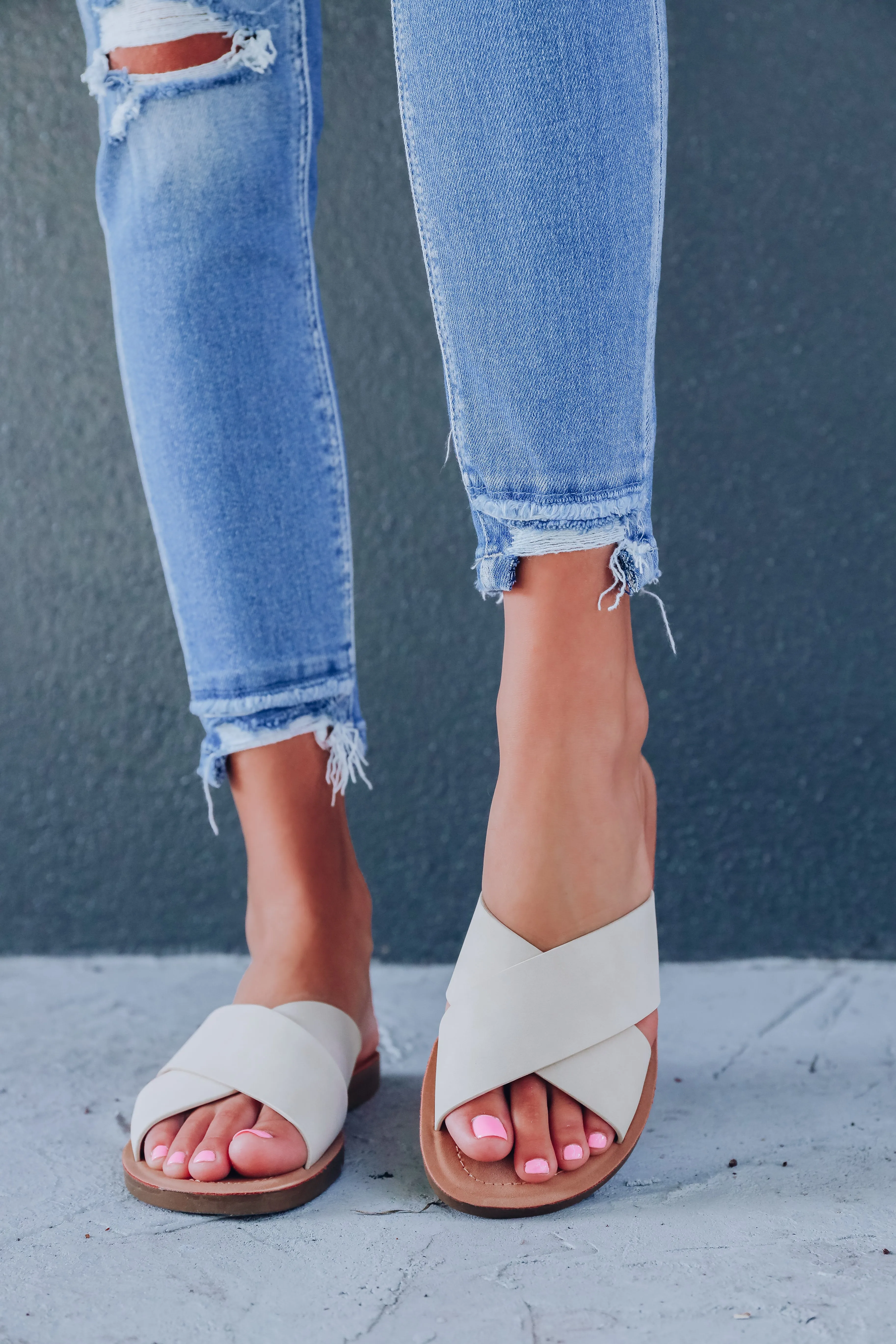 Clear Reflection Sandals - Bone