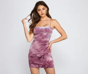Color Burst Tie Charming Dye Mini Dress