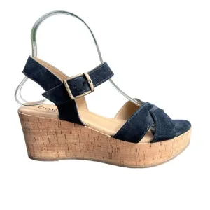 Cordani Candy Platform Cork Wedge Open-Toe Sandal Navy Blue EU Size 37