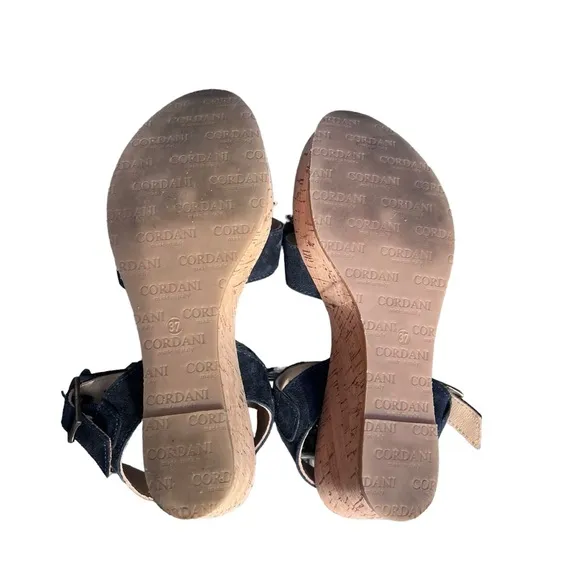 Cordani Candy Platform Cork Wedge Open-Toe Sandal Navy Blue EU Size 37